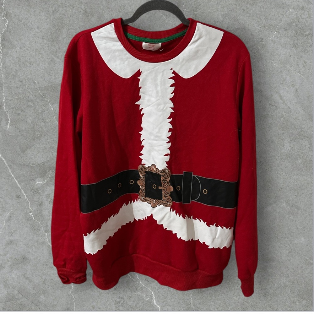 Holiday Time red Santa suit crew neck sweatshirt long sleeve lights up medium